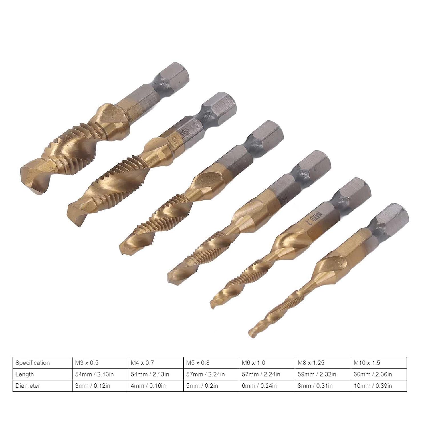 20Pcs Gold Plating Countersink Chamfer Drill Bit Set, Countersink Chamfer Drill Bit Kit with Hex Wrench and Center Punch, Speed Steel Drill Tap Bit for Hand Drills and Pew Drills