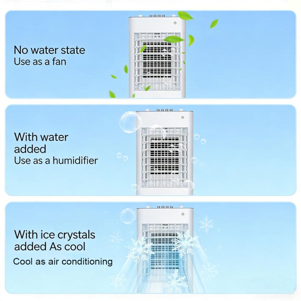 Portable Conditioner Air Cooler with 9 Litre Capacity, 4-in-1 Evaporative, Remote Control, 3 Fan Speed, and LED Display, with 4 Ice Packs, Built-in 7.5 Hour Timer & Automatic Oscillation(Remote)