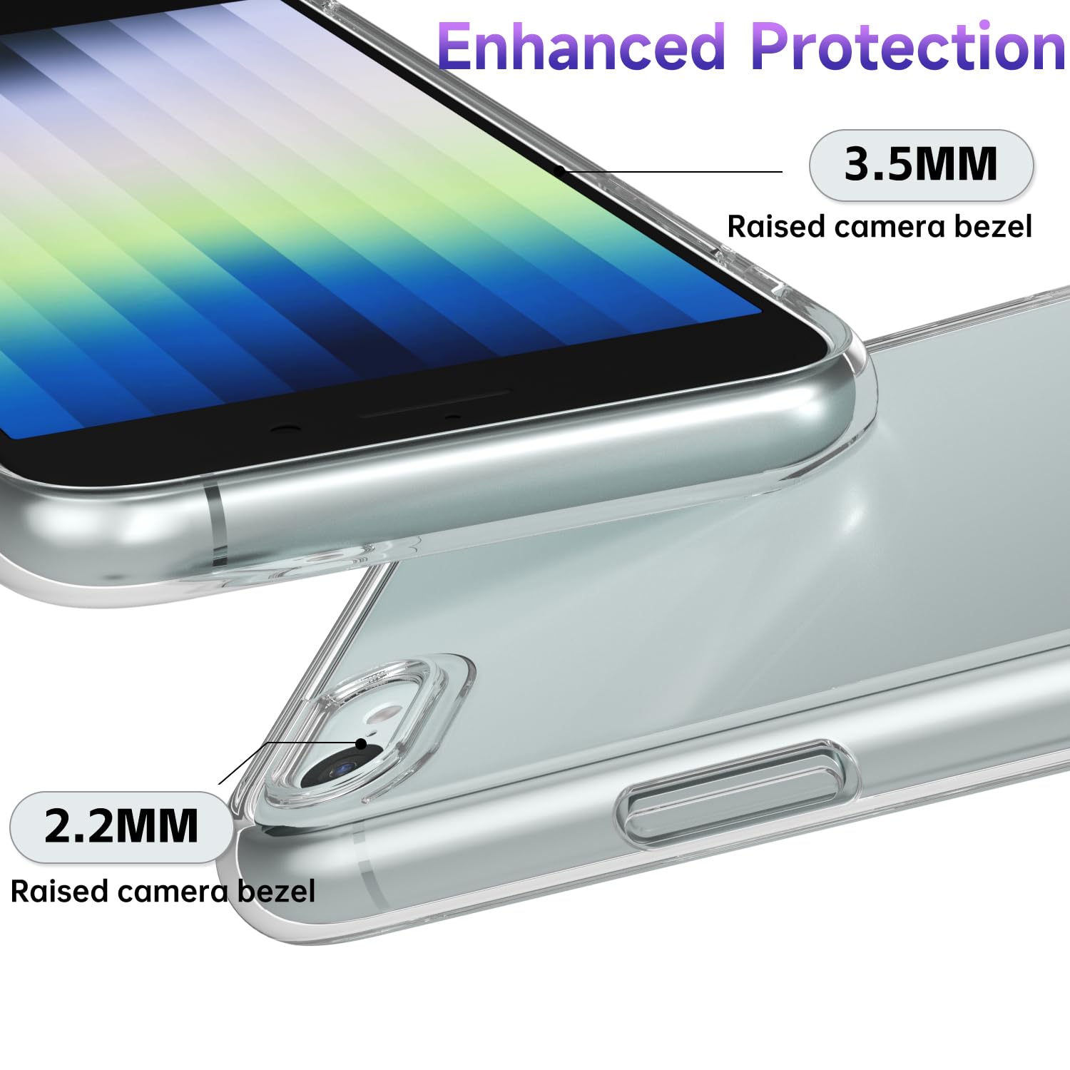 Clear Case For IPhone SE 2022/2020, Airbag Cushion Transparent See-Thru