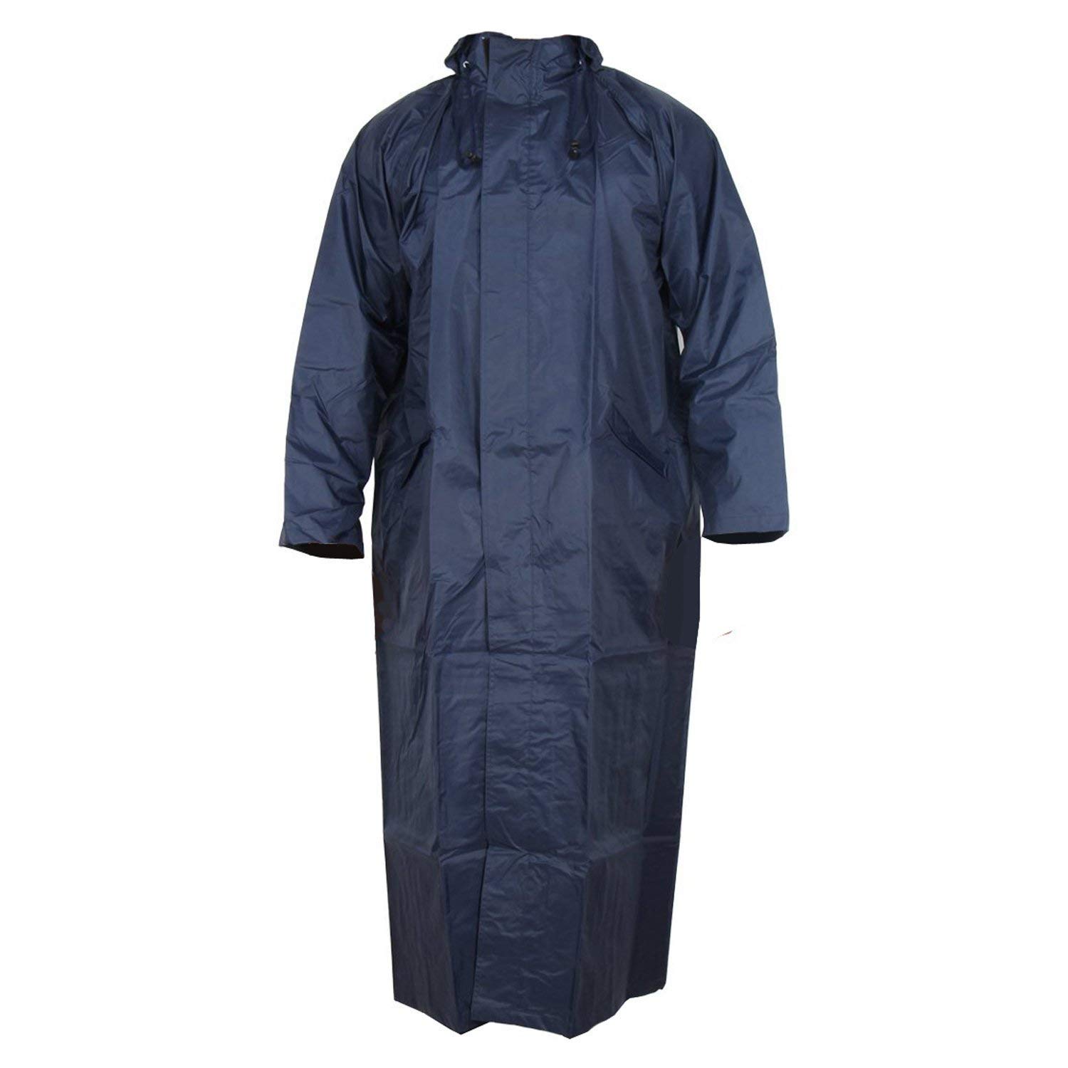 Unisex Long PVC Hooded Raincoat|Over Raincoat with Carry Bag (Navy Blue,XX-Large)-image-27