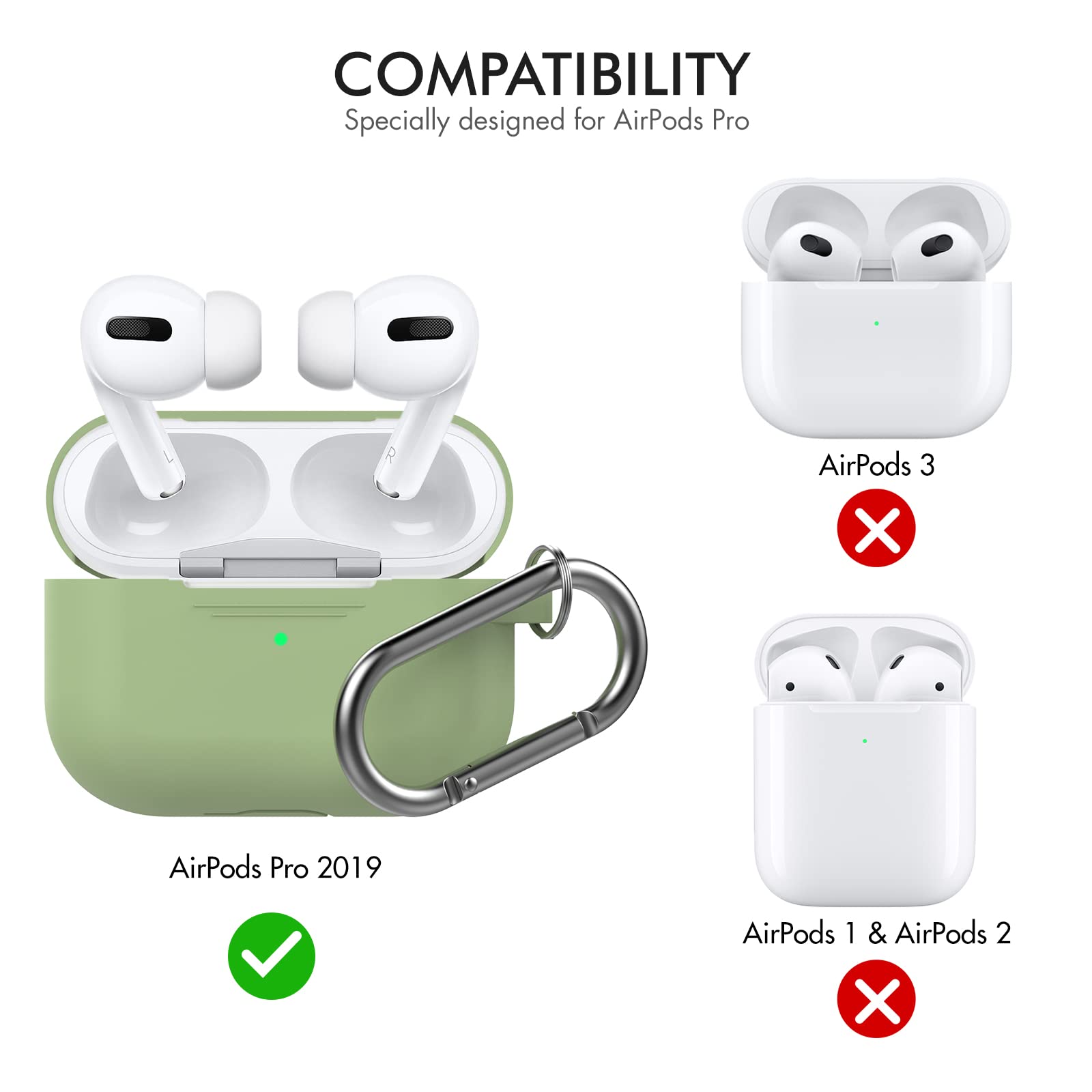 QJONSIU Étui Pour AirPods 4 - TPU Souple Transparent Anti-rayures Avec Clip En Forme De D