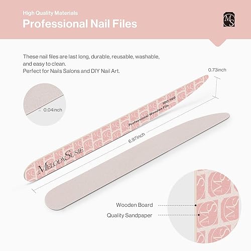 Miniatura 5 de MelodySusie Juego de 10 brocas de uñas con 10 limas de uñas profesionales de madera de grano 100180