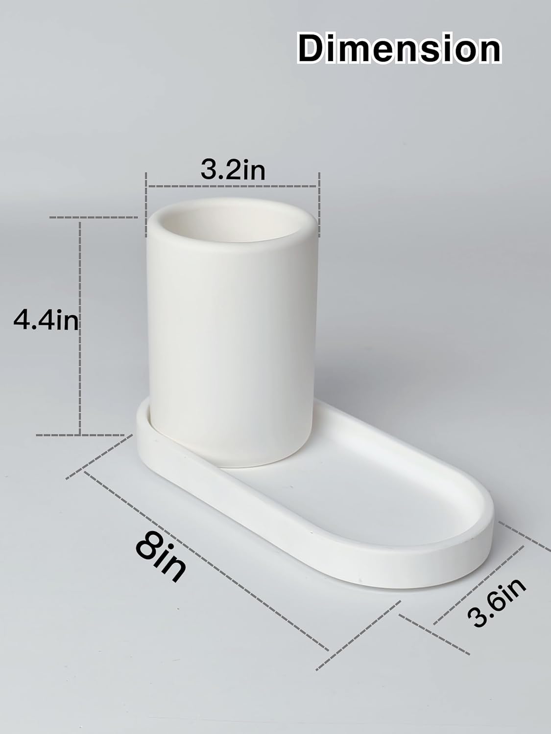 Diatomite Toothbrush Holder with Tray Set – Quick Dry Water Absorbent Stone Bathroom Counter Organizer – Minimalist Diatomaceous Earth Toothbrush Cup&Vanity Tray for Sink, Toothpaste & Accessories