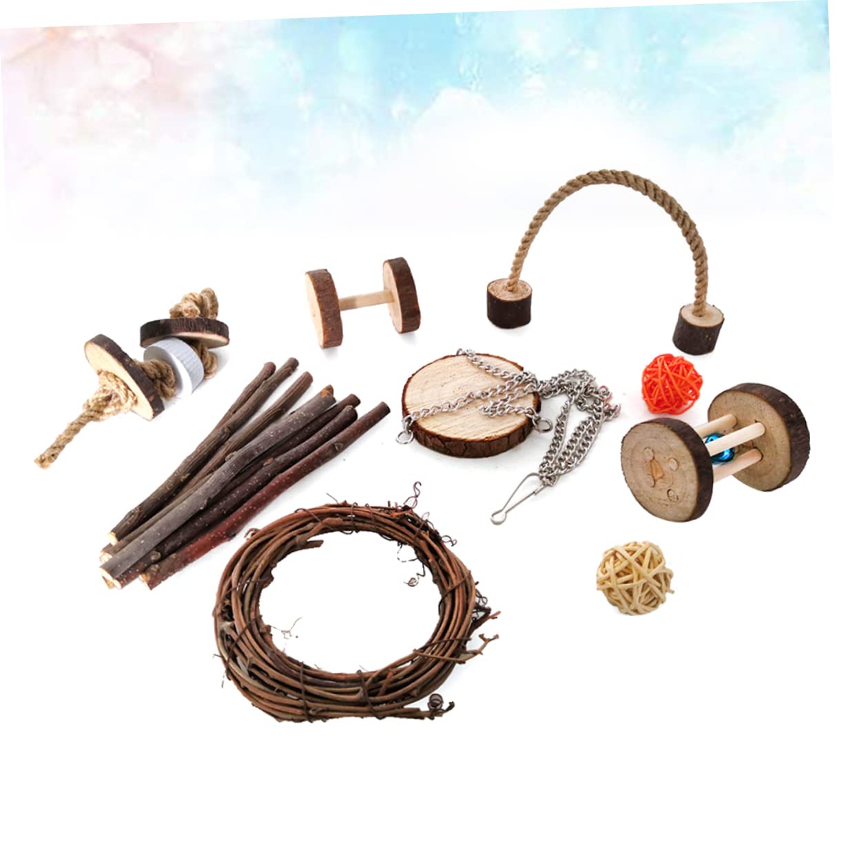 COLLBATH 9stücke Teiliges Kauspielzeug-Set Aus Holz Für Hamster Kaninchen Und Papageien Spielzeug Zur Zahnpflege Fördert Spiel Und Bewegung Sicher Und Unterhaltsam Für Kleine Haustiere
