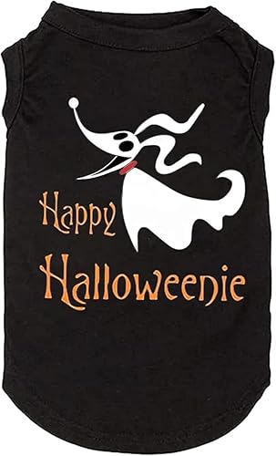 Miniatura 4 de Ropa de Halloween para perro, camiseta de calabaza divertida con estampado de huesos de perro fantasma, camisa con estampado de huesos de perro
