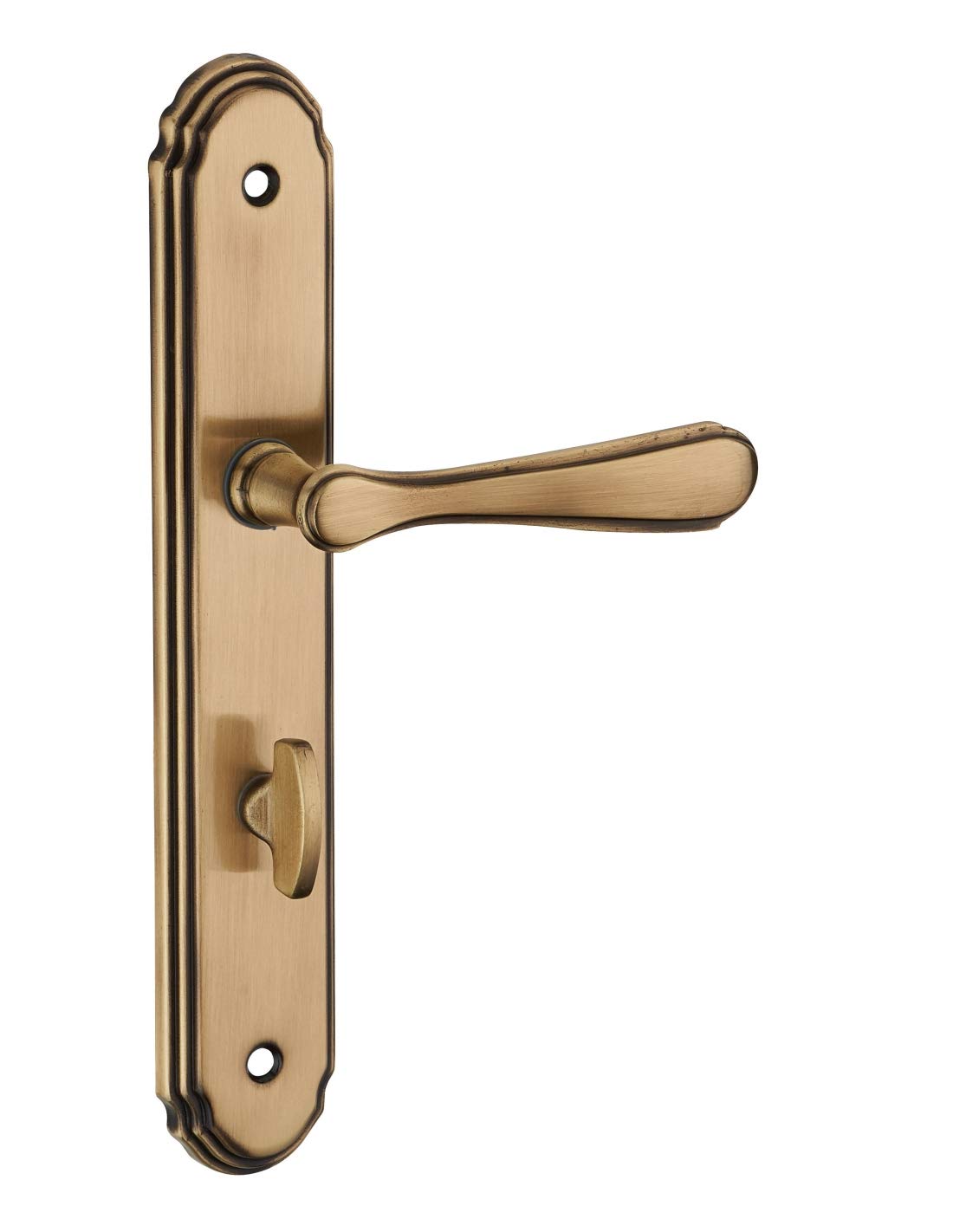 THIRARD - Ensemble de Poignées pour Salle de Bain et Toilette Arthemis - Acier Embouti - Usage Pratique et Esthétique - Carré 7 mm - Entr'Axes 195 mm - Finition Laiton Patiné - Jaune/Doré