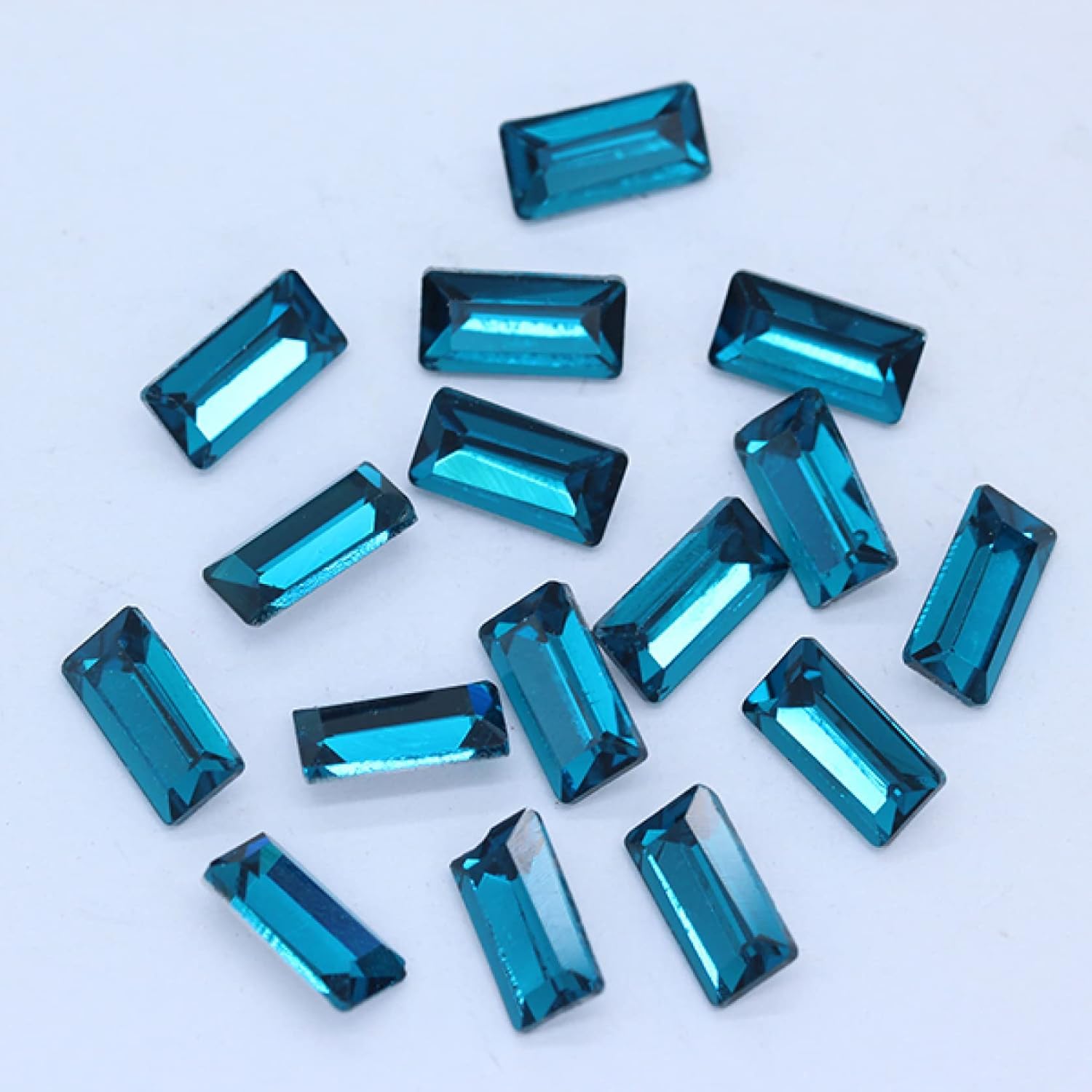 Kolory Prostokąt Punkt Folia Tylna Szkło Kamień Fasetowany Kryształ Cyrkonie Sztuka Paznokci Dekoracja DIY Biżuteria Robienie Koralików(Blue,10x30mm 4pcs)