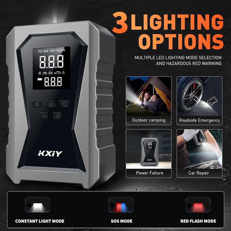 Miniatura 5 de Arrancador de salto de aire con compresor de aire, arrancador de batería de automóvil portátil (6.0 gas3.0L diesel) con inflador de neumáticos de