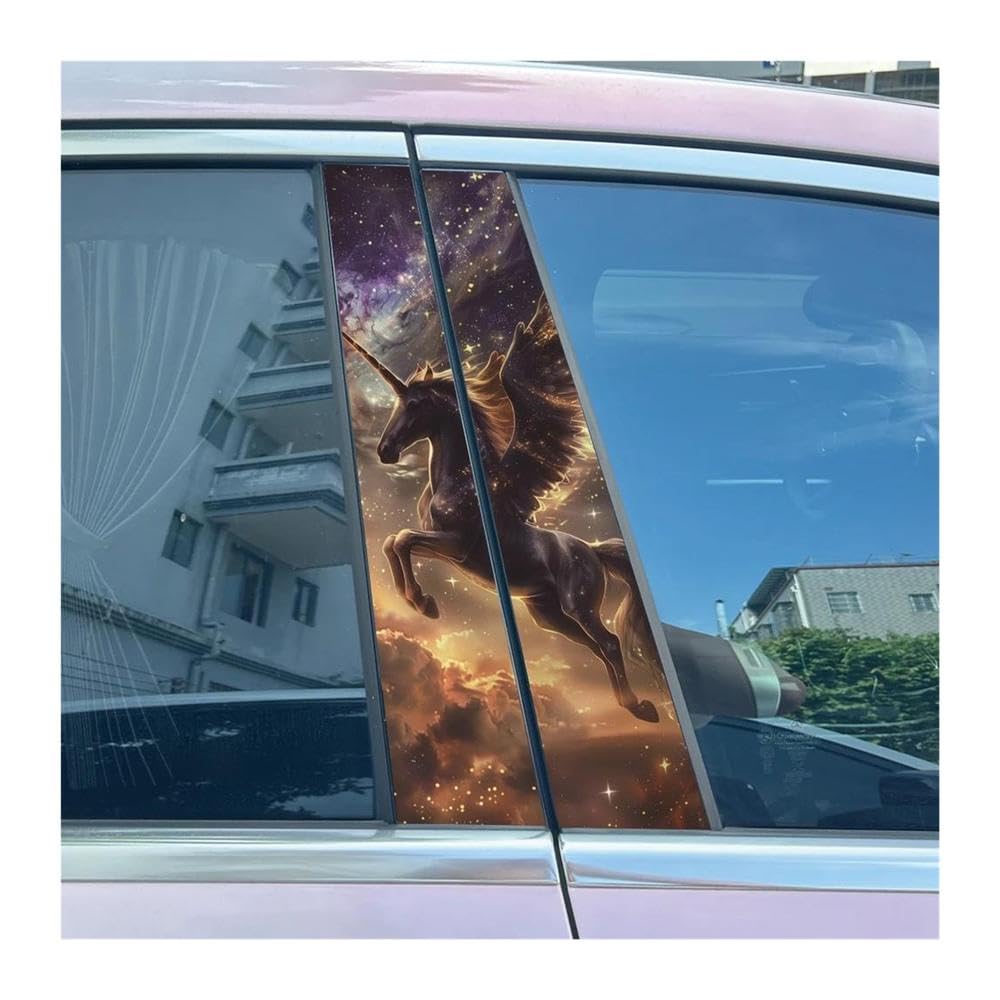 Body Parts 2pcs Drop Pegasus Unicorn Auto B-Pillar Stickers Car Center Column Decoration Decals(Type A)