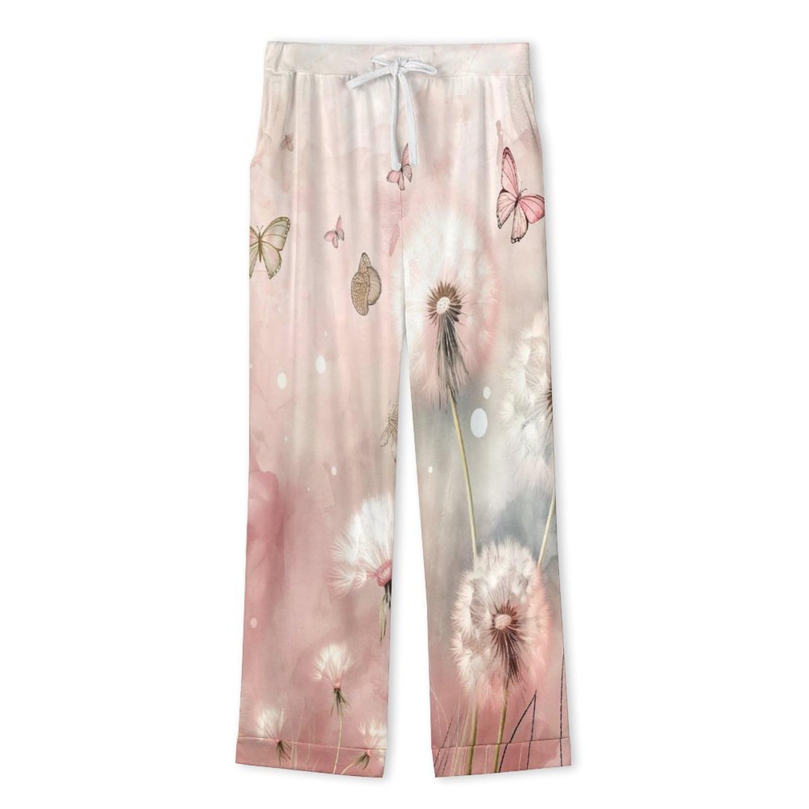 OLEETS Completo Pigiama da Uomo - Farfalla di Tarassaco Top E Pantaloni in 2 Pezzi Pigiama Casual E Ampio A Maniche Lunghe Morbido Autunnale E Invernale.