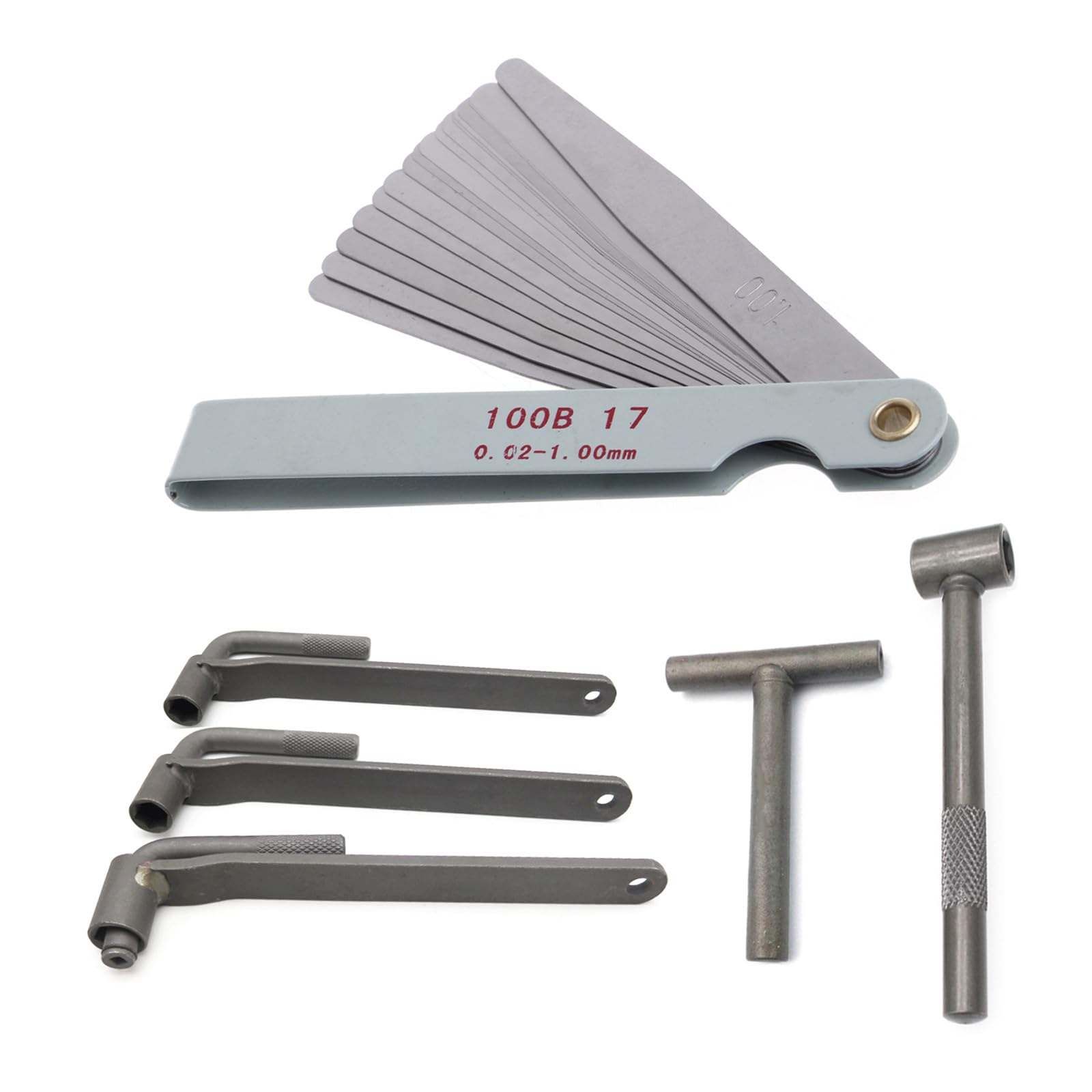 Motorcycle Scooters Engine Valves Screw Repair Wrench Adjusting Square Hexagonal Hole Spanner Tool with Feelers Gauges T Spanner Valves Adjuster