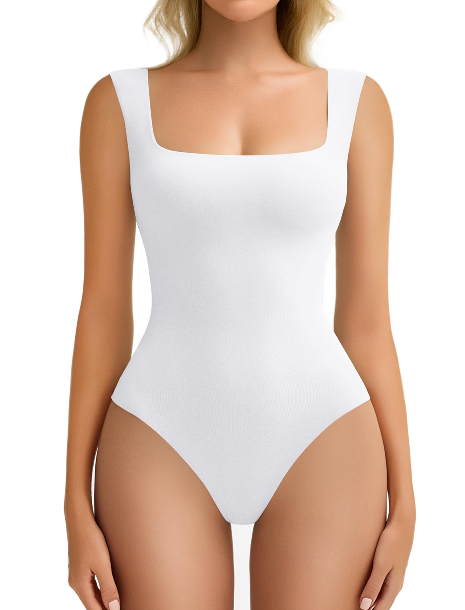 Avidlove Bodysuits for Women Square Neck Body Suit Double Lined Tank Top Bodysuit Soft