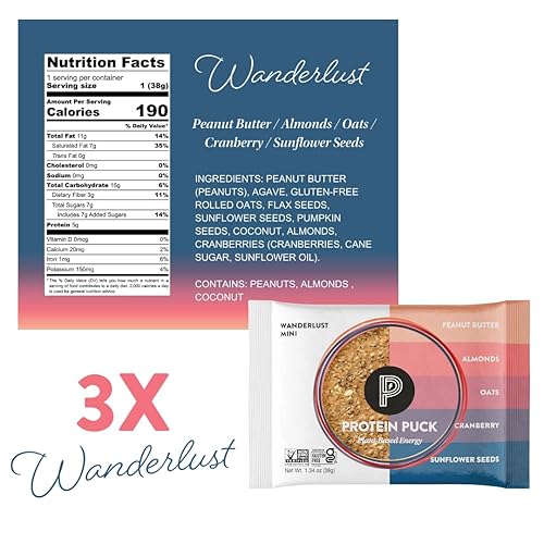 Miniatura 5 de Protein Puck Mini barras de proteínas, Wanderlust, caja de 12 bocadillos altos en proteínas con 0.21 oz de proteína vegana, sin gluten, sin lácteos