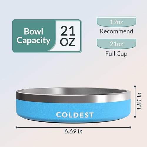 Miniatura 4 de Coldest Dog Bowl - Tazón de acero inoxidable antideslizante y a prueba de derrames, con aislamiento de metal, cuencos para perros, gatos y mascotas,