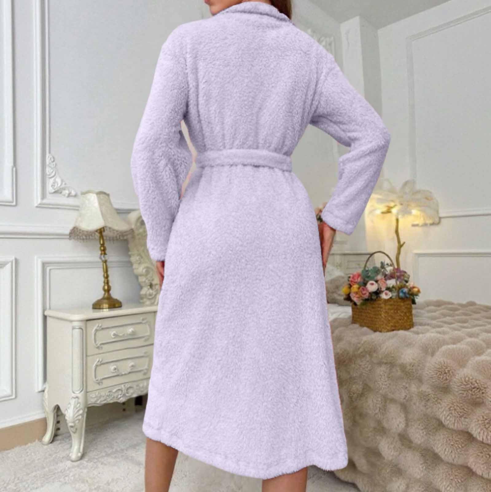 Robe De Chambre Femme Polaire Peignoir Bain Chaud Hiver Doux Sortie Chic Chaude Peignoirs