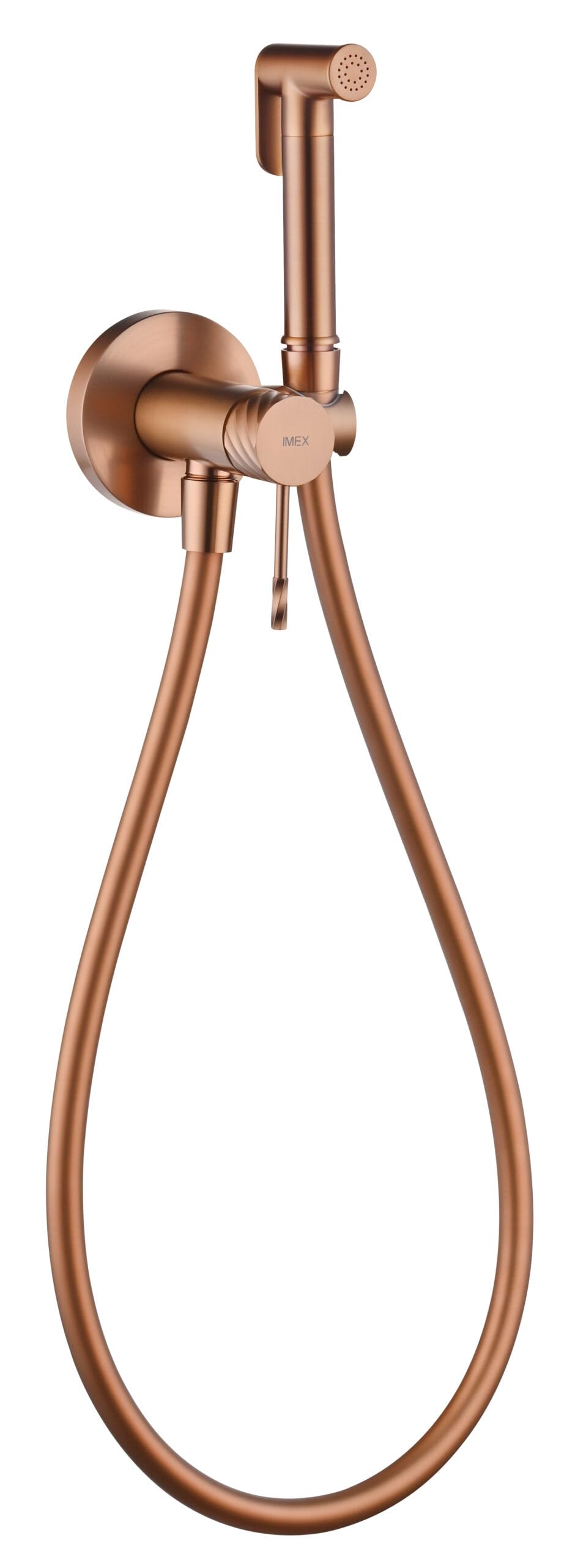 IMEX - Ducha Bidet Agua Fría y Caliente Color Oro Rosa Cepillado | Grifo Bidet Empotrado para WC | Ducha Higiénica Monomando para Inodoro | Grifería Sustituto de Bidé | Serie Bless