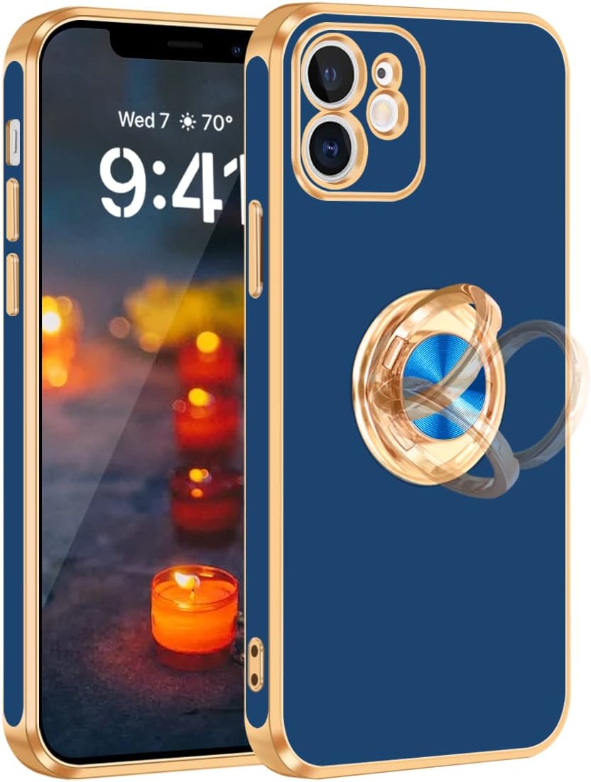 Fingic for iPhone 12 Case 360° Rotatable Ring Holder Magnetic Kickstand