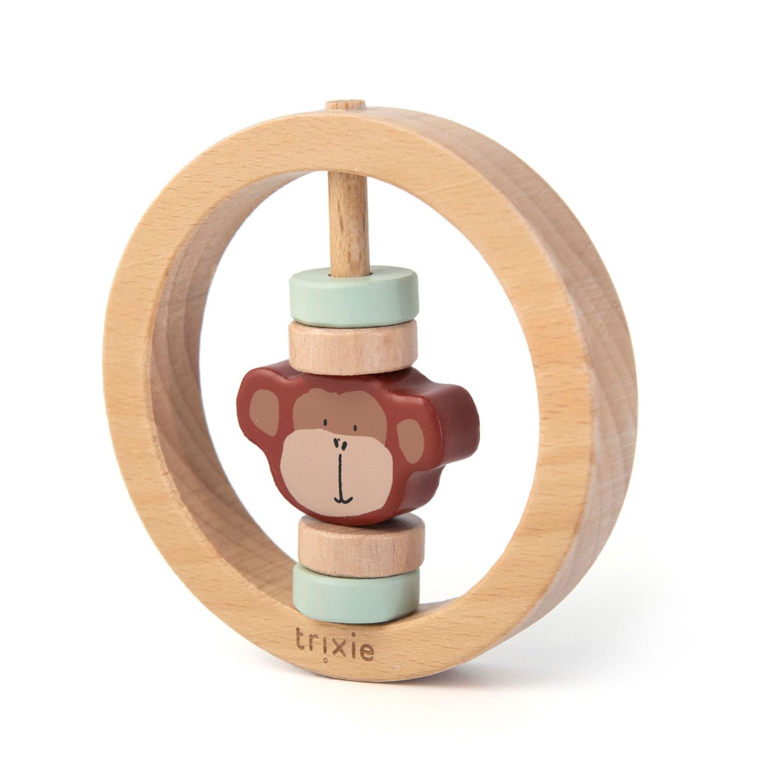TRIXIERound rattle made of FSC beech wood – Mr. Monkey (Monkey)