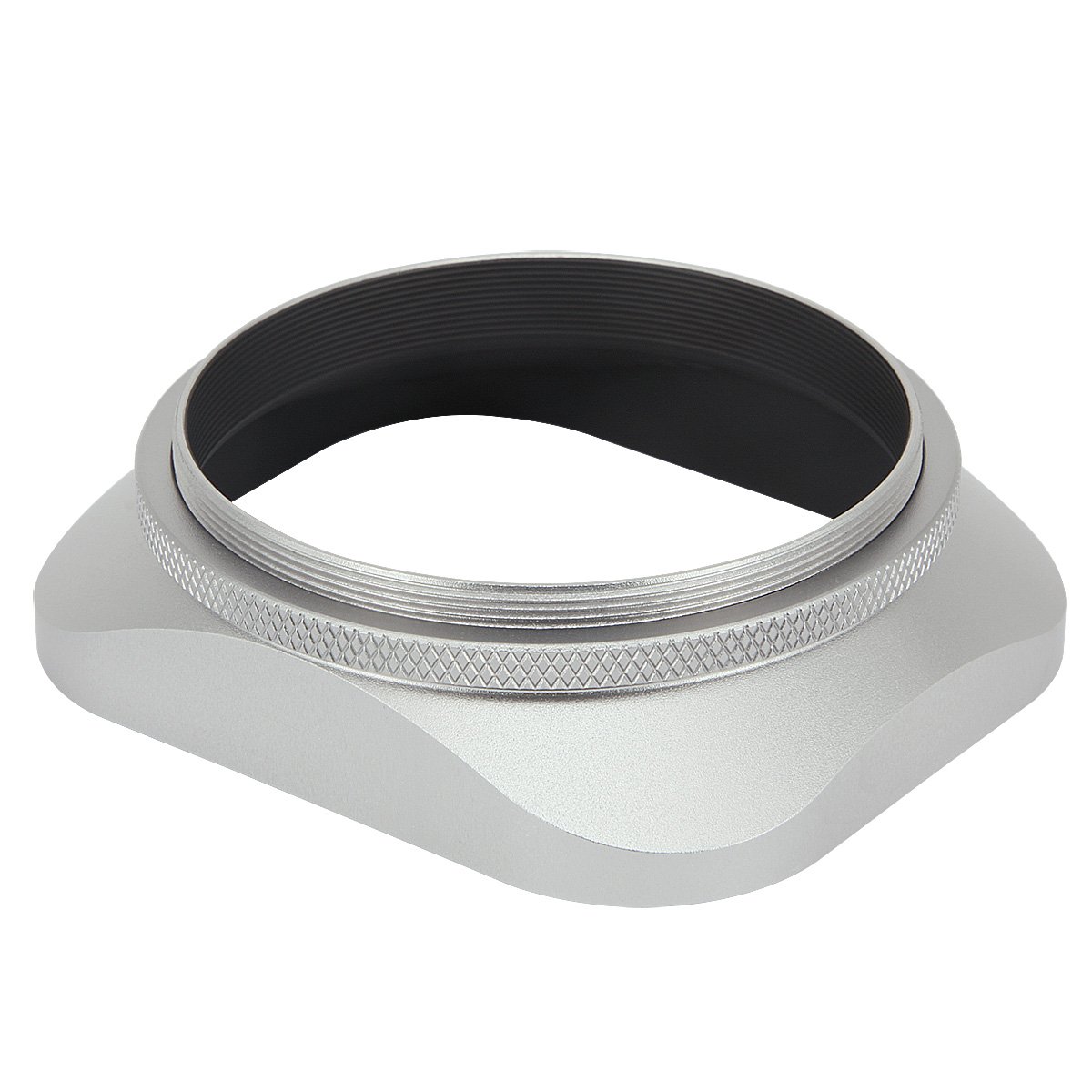 Haoge LH-W58T 58 mm kwadratowa metalowa przykręcana osłona obiektywu z nasadką do Canon EF 50 mm f1.4, Canon EF 85 mm f1.8, Canon EF-S 18-55 55-250 mm, Nikon AF-S NIKKOR 50 mm f1.8G obiektyw srebrny