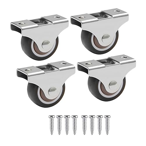 Mini ruedas giratorias de 1 pulgada, ruedas pequeñas con rodamientos silenciosos con tornillos, placa fija de acero, ruedas giratorias de goma TPE