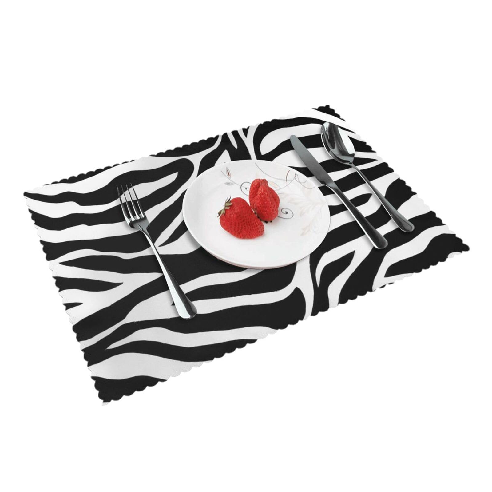 Bnvsadc Zebra Print Stripe 4 Pcs Heat Resistant Placemat 45X30 Cm, Printed Non-Slip Place Mats For Kitchen Dining Table Indoor Outdoor