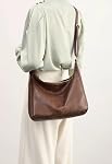 Hobo Bags for Women Retro Vegan Leather Shoulder Handbag Foldable Slouchy Tote Crossbody Purses