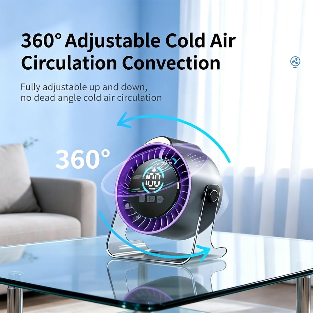 Small Table Fan Multiple Speed picks Low Noise Operation Night Light Feature