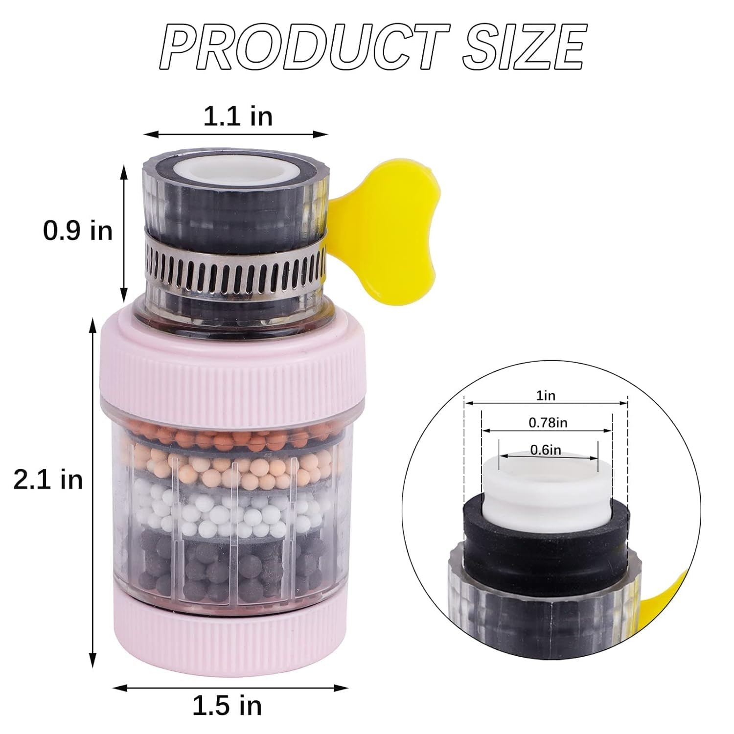 SYOSI Faucet Water Filter 3 Pack Kitchen Filtration Activated Carbon Clean Purifier, Universal Interface Sink Tap Filter With Six Layers Filtration for Home Kitchen Bathroom