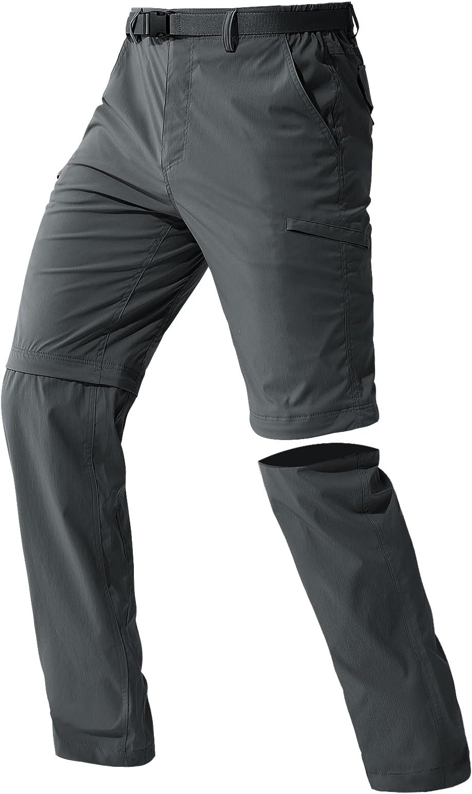 FREE SOLDIER Men's Outdoor Convertible Hiking Pants with Belt Lightweight Quick Dry Tactical Cargo Pants Nylon Spandex (Convertible Dark Gray 30W x 30L)