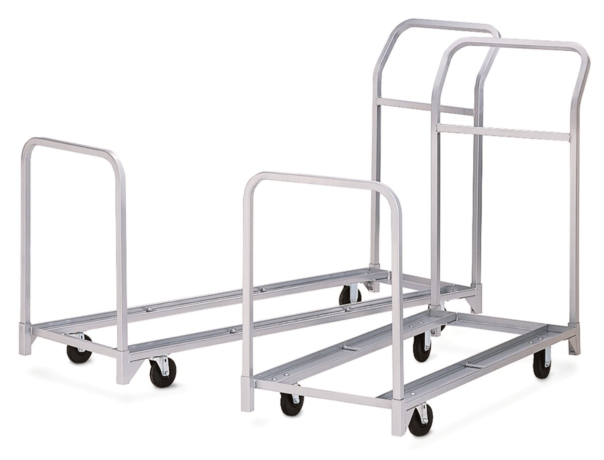 Raymond Products 630 Folded and Stacked Chair Tote, 4" Diameter Wheel, 300 lbs Capacity, Gray, 67" Length x 22" Width
