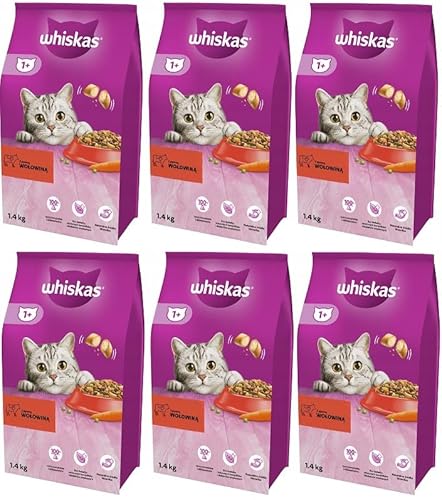 Produktbild von Whiskas Adult 1+ Katzentrockenfutter mit Rind - 6 x 1,4 kg