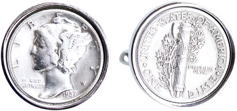 Worldcoincufflinks - Cufflinks - Rhodium Plated - 1937 US Coin Cufflinks - 1937 Birthday