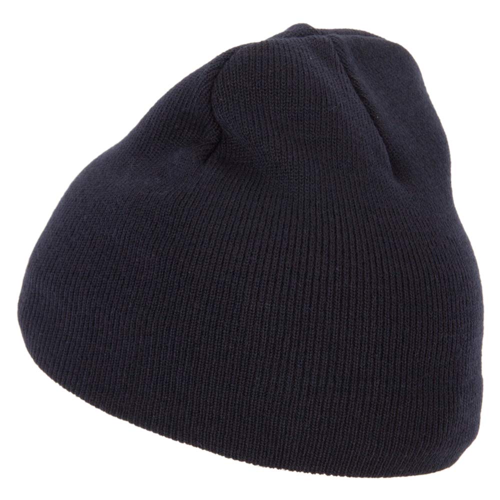 e4Hats.com Fish Bone Design Embroidered 8 Inch Knitted Short Beanie - Navy OSFM