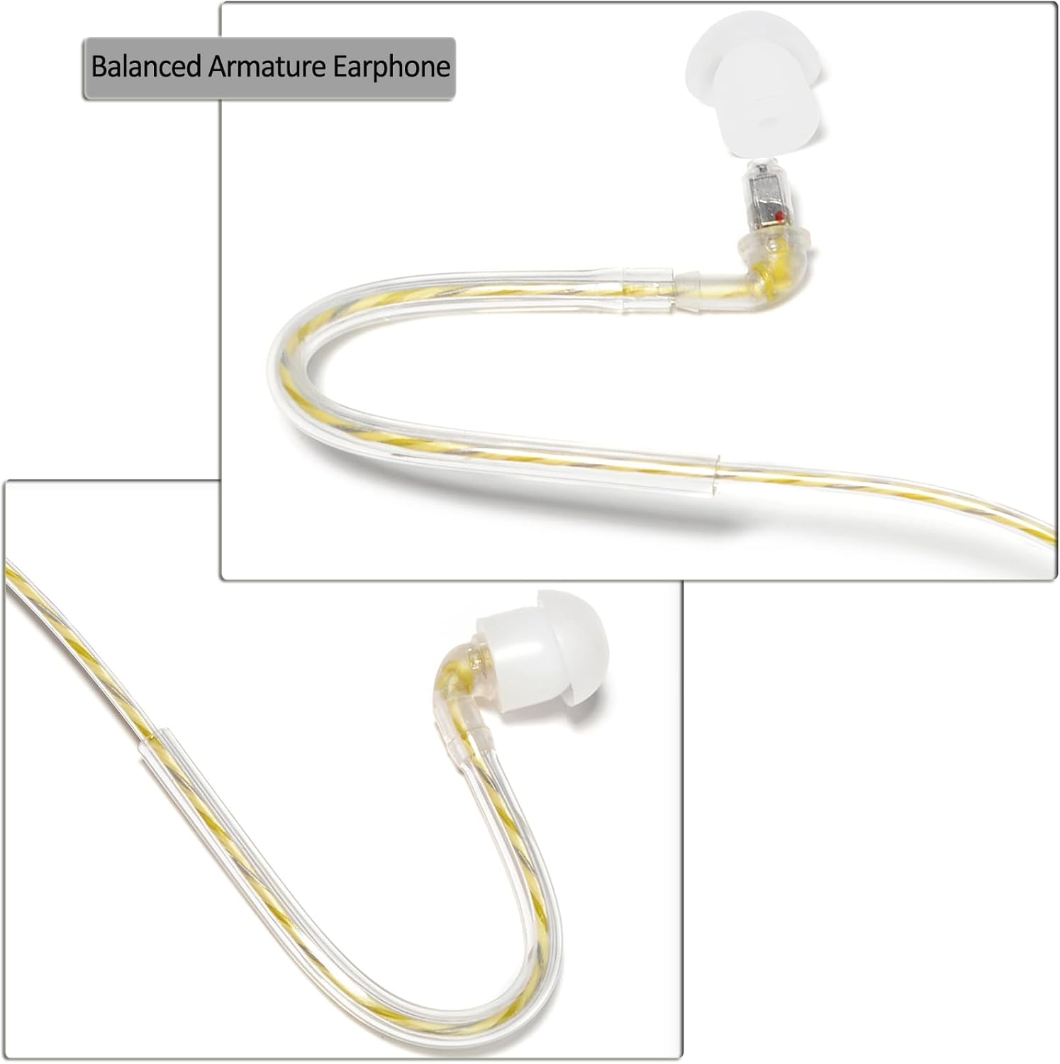 HYS APX 6000 APX 7000 APX 8000 in-Ear Balanced Armature Dynamic Single Ear Earpiece with PTT&Mic, 1 Wire Police Tactical Earpiece for Motorola APX4000 XPR 7550e Handheld Portable Two Way Radio