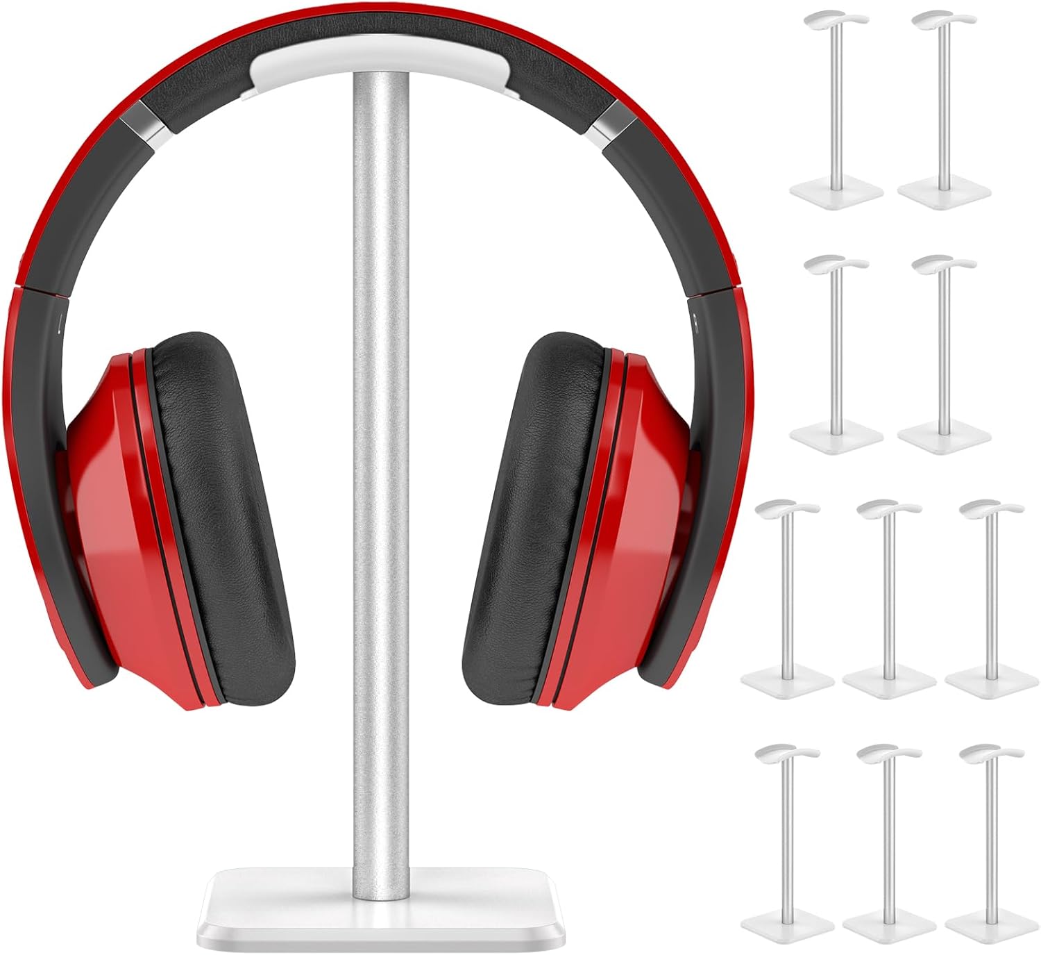 10Pcs Headphone Stand Detachable Headphones Holder Universal Gaming Headset Holder Space Saving Stand for Most Wired and Wireless Headphones,White