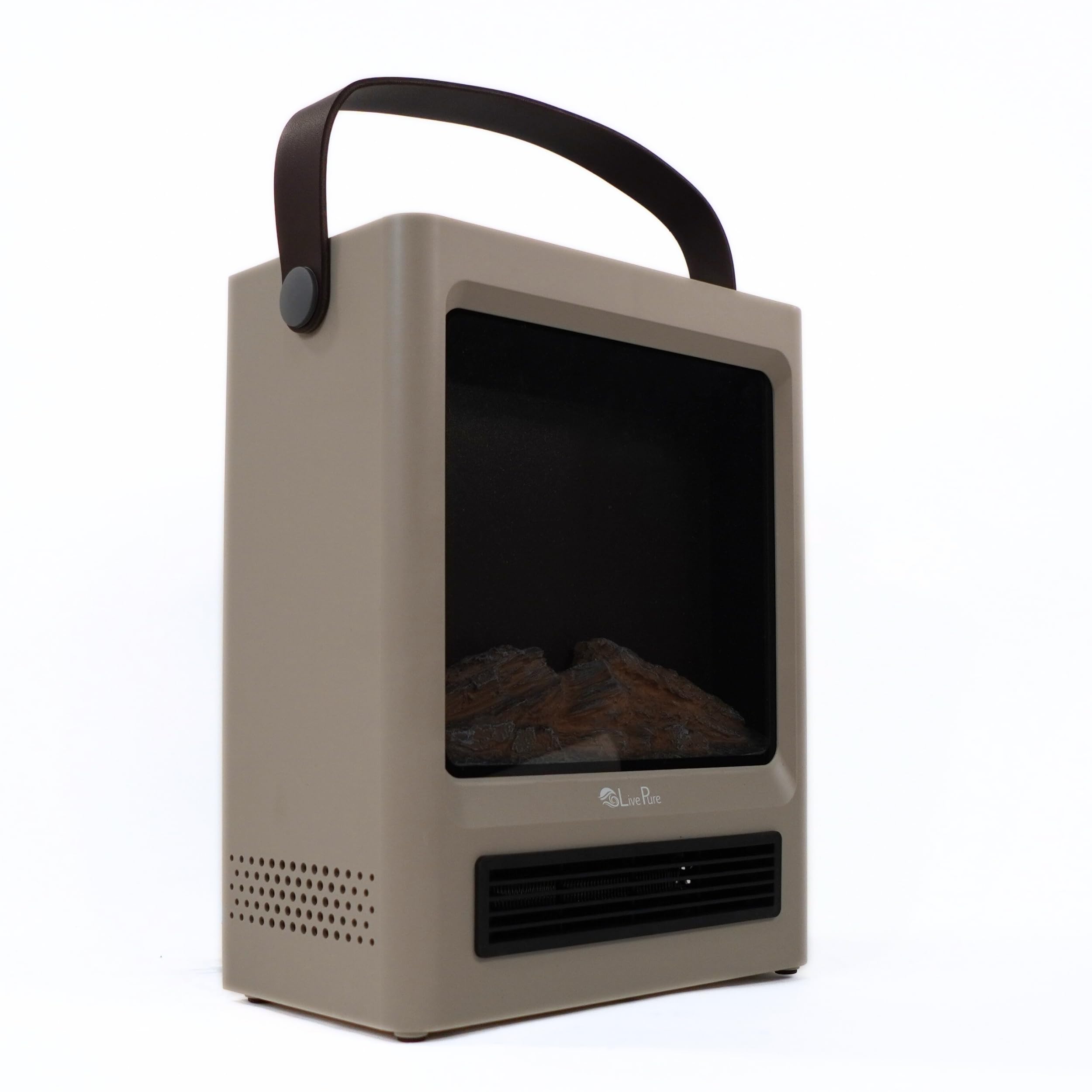 LivePure Crackle Flame Heater Taupe