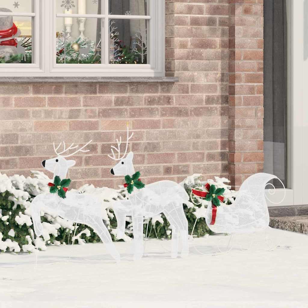 Renos LED con funda de tela, 3 piezas, blanco frío, 43 x 18 x 66 cm, funciona con USB, para decoración navideña en interiores y exteriores protegidos, decoración de árbol de Navidad