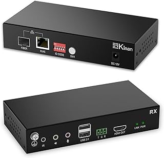 Upgrade Version 4K HDMI USB KVM Extender Over Single Mode Fiber up to 10KM / Multi Mode Fiber up to 300m or CAT5/6 up to 150m,Ultra Low Latency,Point to Point,Transmitter+Receiver Kit