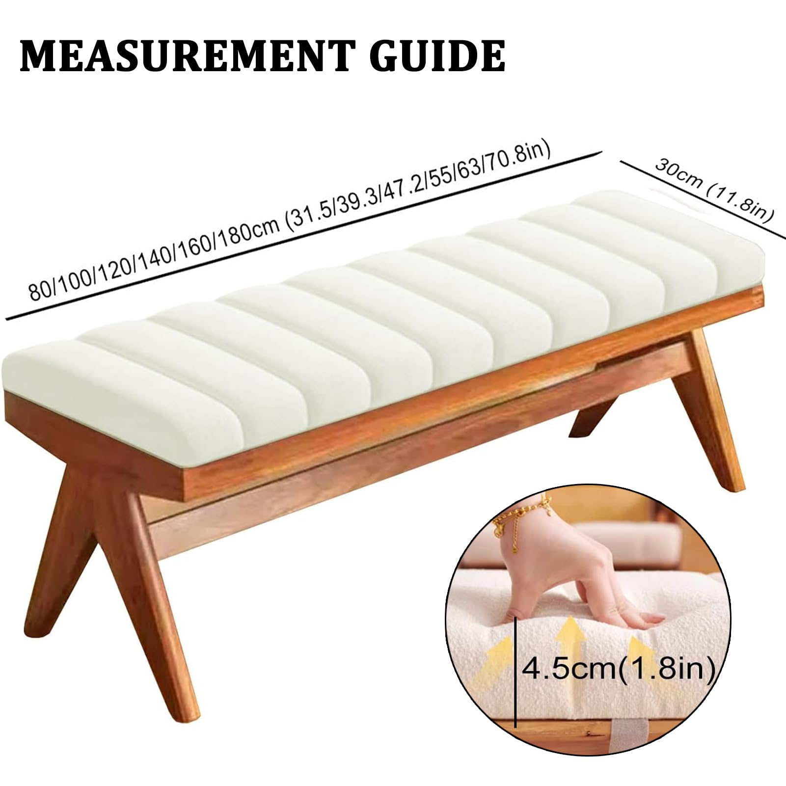 Cojín de Espuma de tapicería de Alta Densidad de 40x150 cm para Banco de Exterior/Interior, Tejido Polar, Almohadilla Antideslizante de Invierno, Correas con Cremallera para ventan