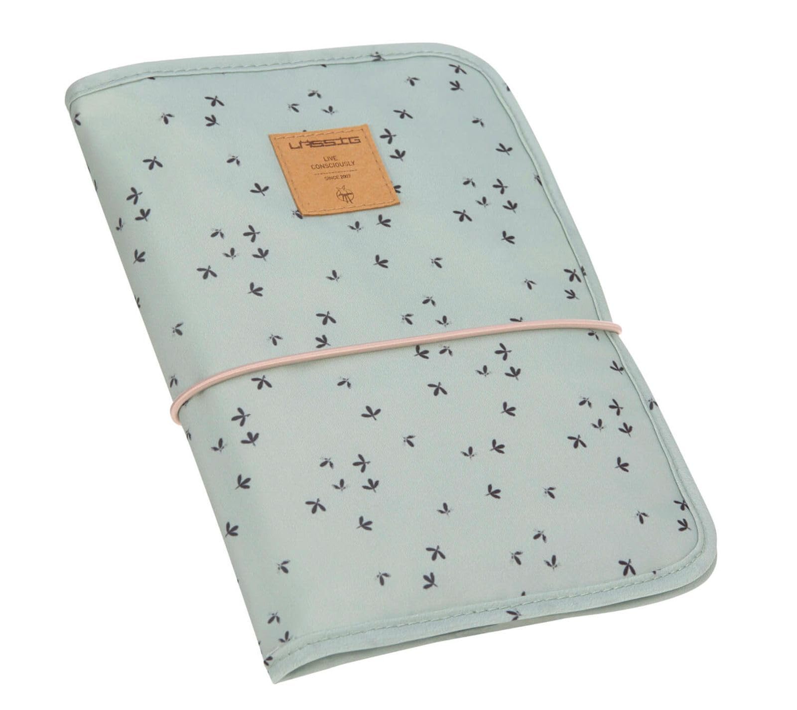 LÄSSIG Baby Nappy Bag with Changing Pad for On The Go/Changing Pouch Floral mint