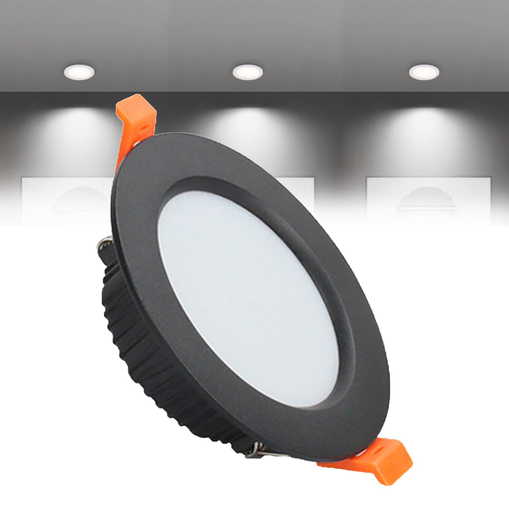 Syibelters 9W LED Recessed Ceiling Lights 118mm Cold White 6000K 9W 240LM, Cut Φ90-100mm, AC110-240V Ultra Slim Downlights, LED Panel Light for Living Room Hallway, 1 Pack