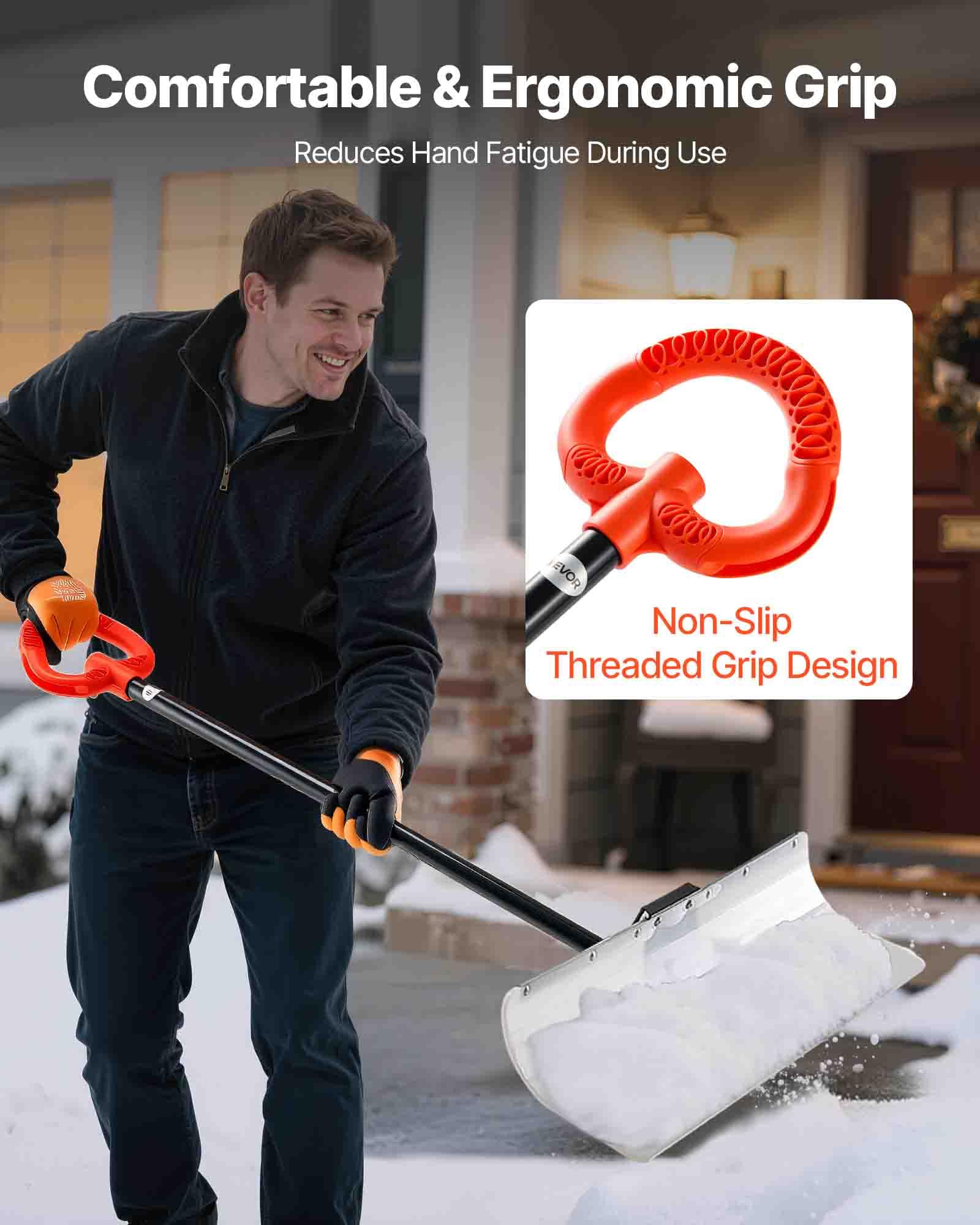 VEVOR Schneeschaufel, 76 cm Schneeschieber mit ergonomischem Griff, Klinge aus HDPE-Kunststoff, Schneeräumer, Schneepflug, tragbares Schneeräumwerkzeug für die Einfahrt im Garten