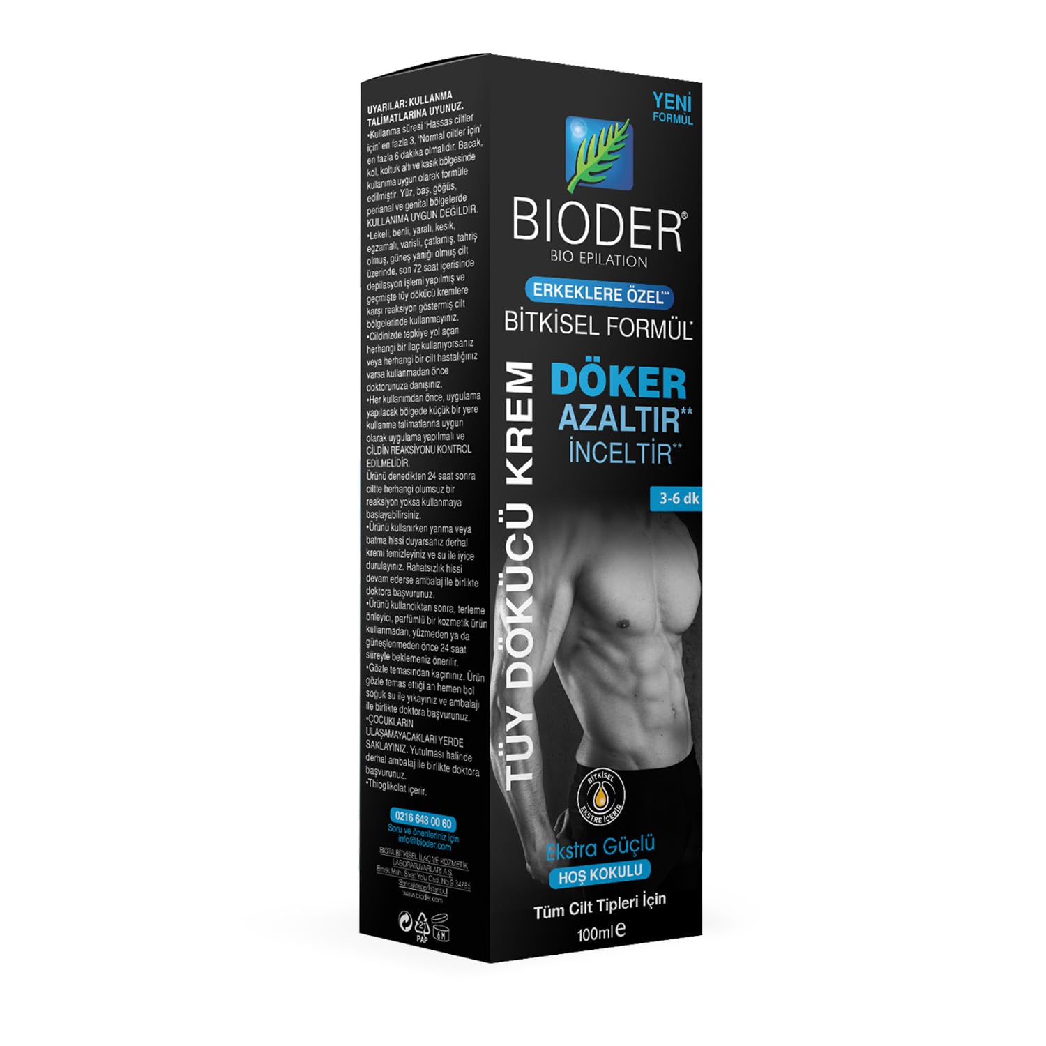 Bioder Erkeklere Özel Tüm Ciltler için Tüy Dökücü Krem 100 ml