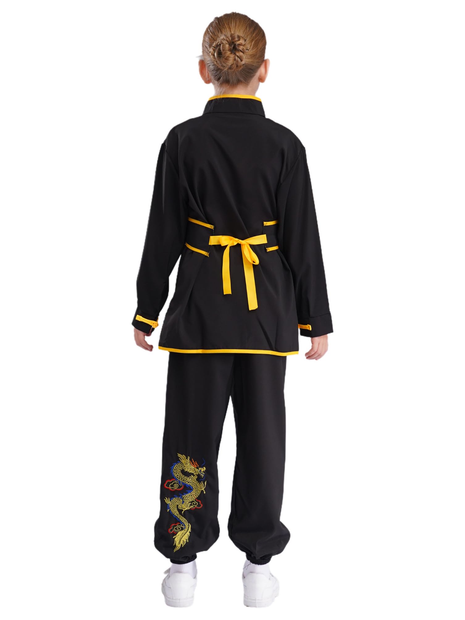 dPois Tai Chi Abbigliamento Bambino Ragazzo Unisex Uniforme Kung Fu e Arti Marziali Esercizio Uniforme Kung Fu Abbigliamento Costume Tradizionale Cinese Wushu Qigong