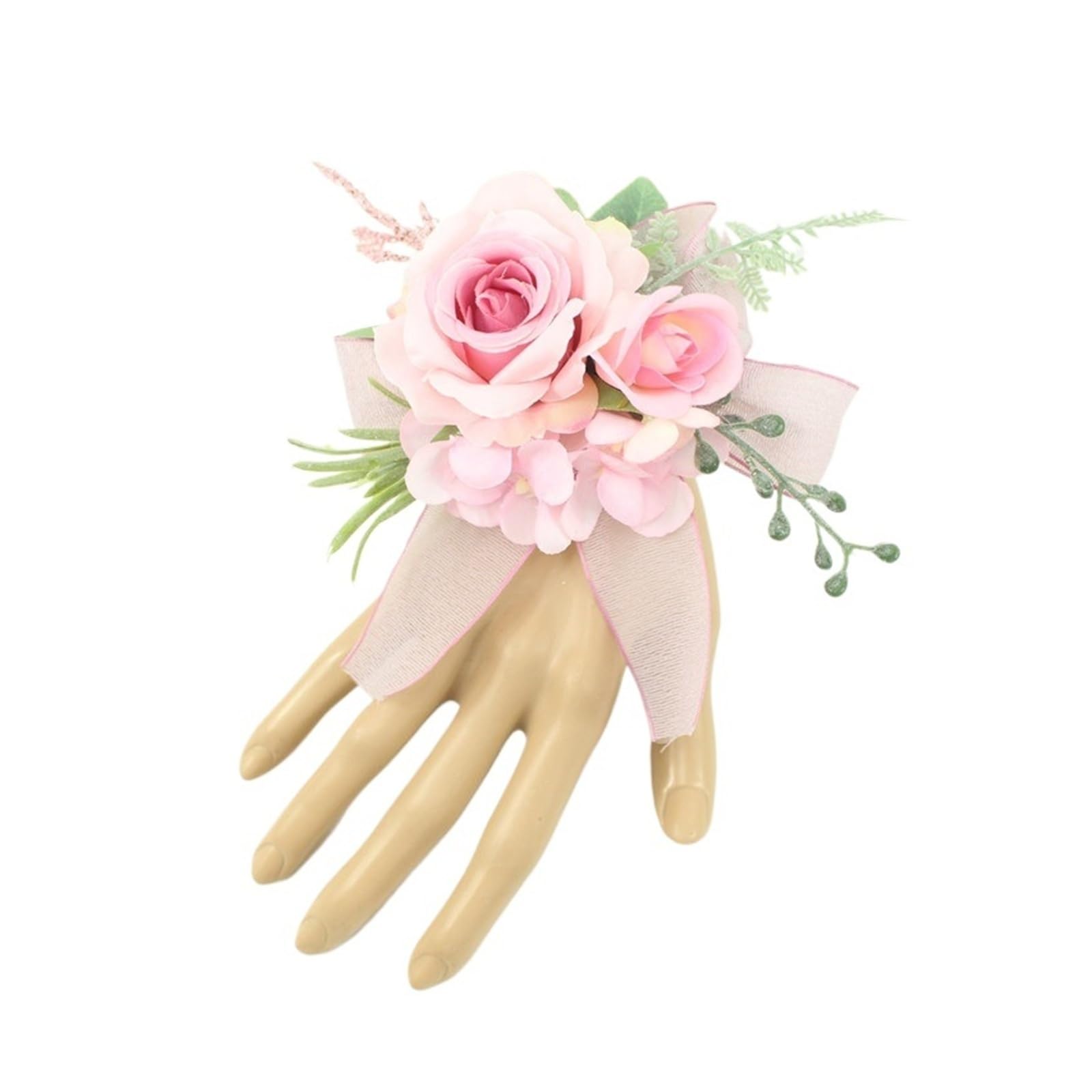 MQFBNNP Wedding boutonniere Silk Flore Groom Boutonniere Wedding Wrist Corsage Bracelet(Bracelet 9)