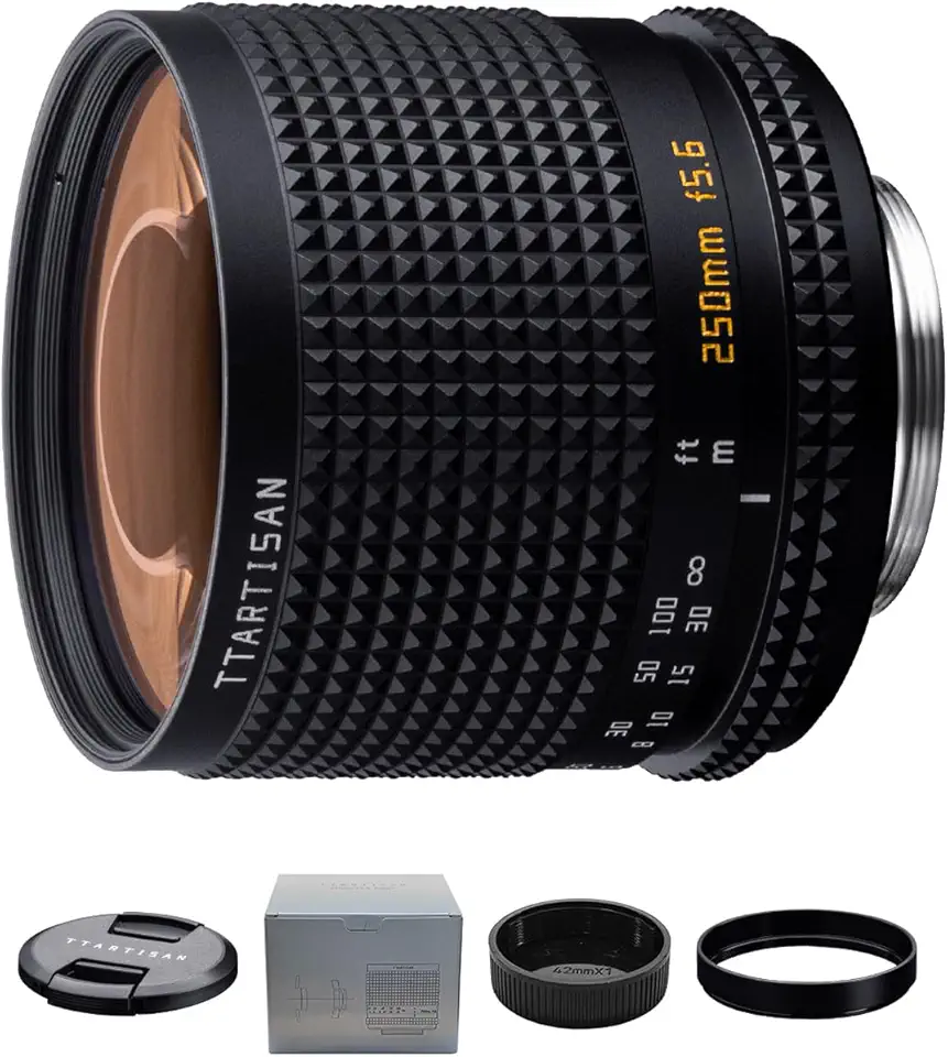 TTARTISAN Lente reflexa f5.6 de 250 mm para montagem M42, lentes teleobjetivas Donut Boken de quadro completo, lente espelhada de foco manual Prime para retrato, vida selvagem, fotografia esportiva
