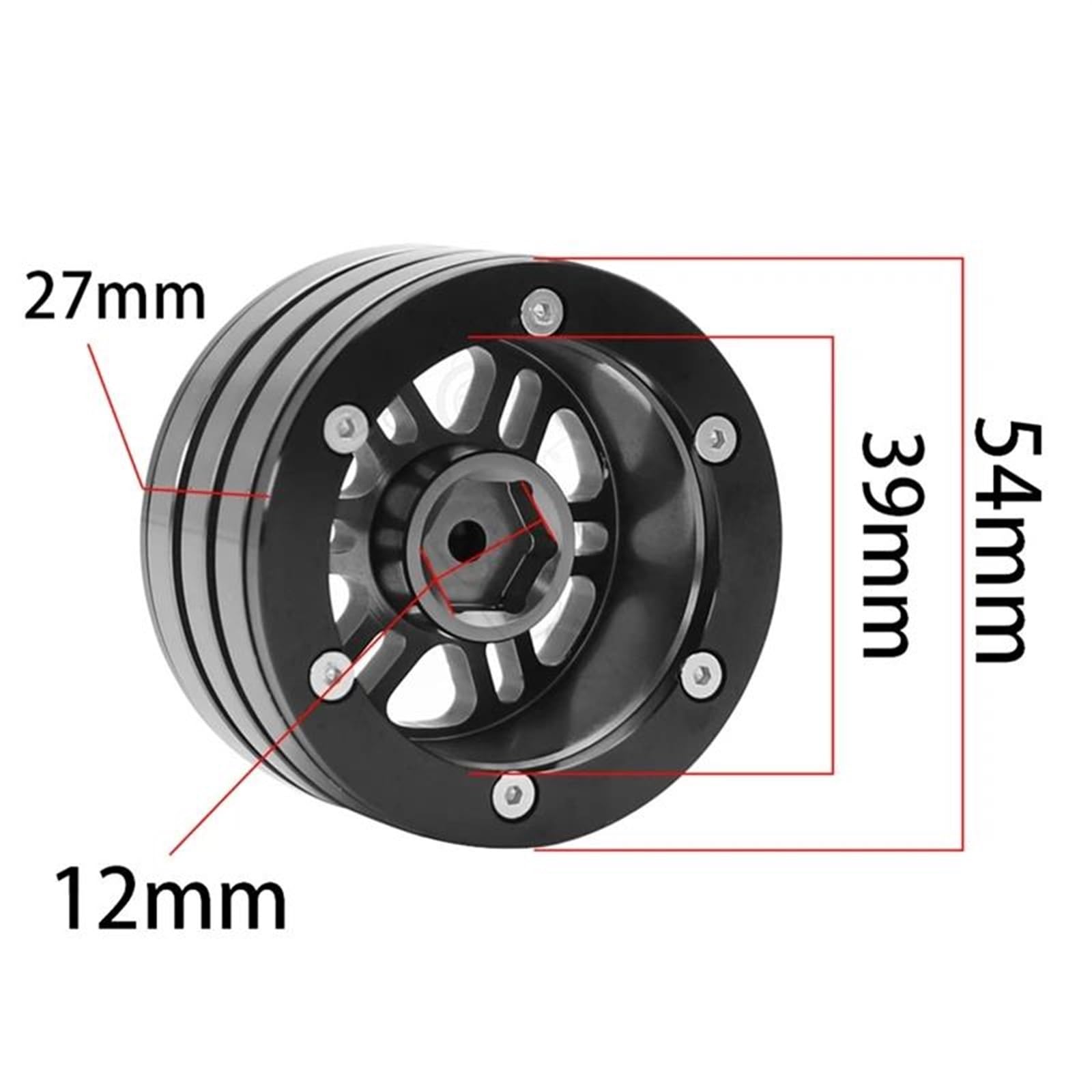 RC Car Pneumatico Ruota Compatibile con Axial per SCX10 90035 90022 90046 D90 D110 TF2 TRX-4 4 Pezzi Pneumatici per Cerchioni Beadlock in Metallo da 1,9 Pollici per 1/10 RC Rock Crawler