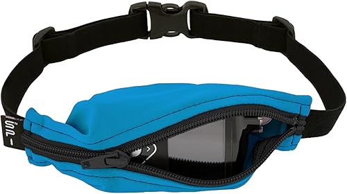 Miniatura 2 de SPIbelt Cinturón de bolsillo para niños, bolsillo ampliable, cintura ajustable, sin logotipo, sin rebote, Azul acero con cremallera negra, Pequeña
