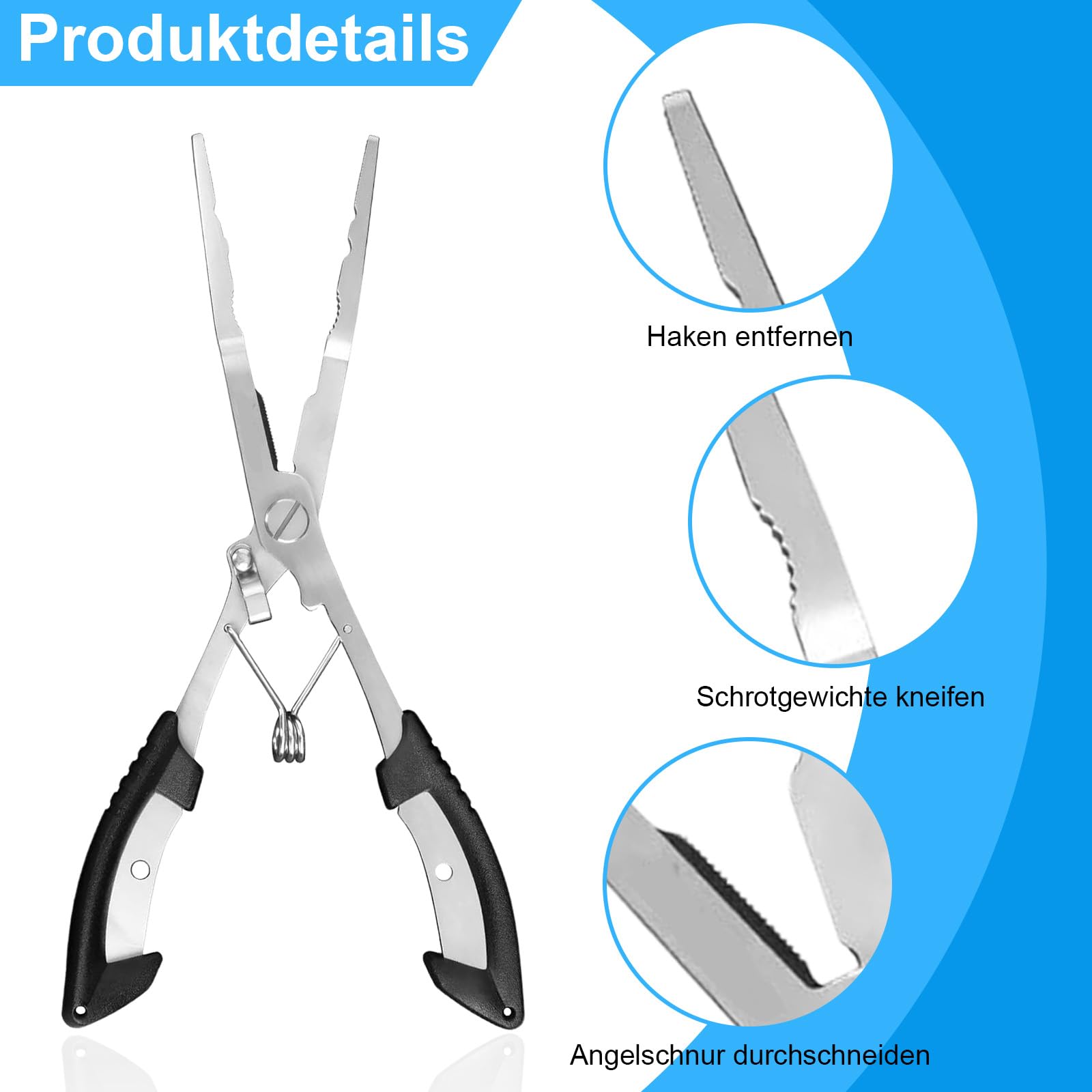 Foonary Set di accessori da pesca, pinza da pesca in acciaio inox 402, con allentatore magnetico profondo, corda per sospensione e borsa, multifunzione per pesca
