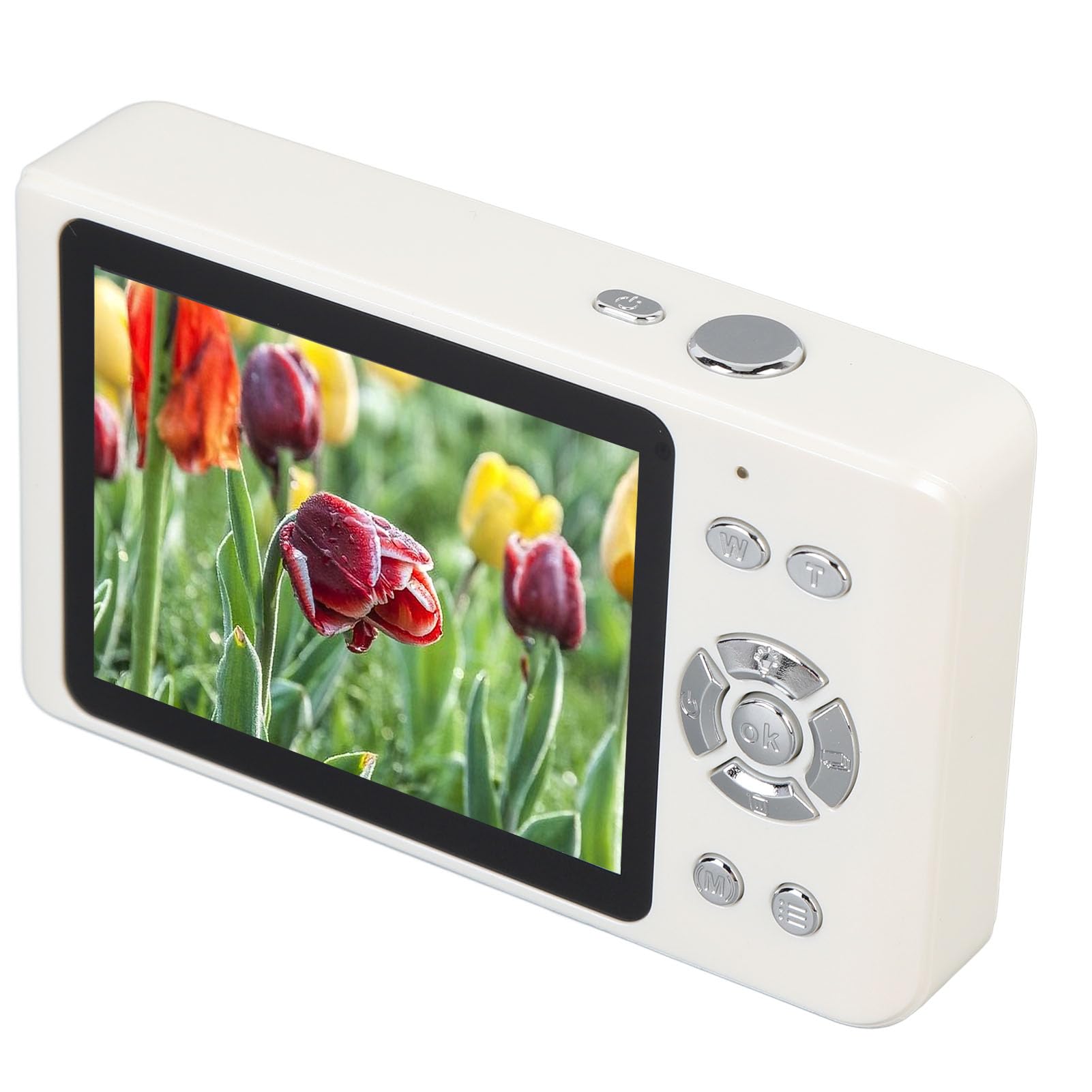 Camera Digitale Compatta da 6k 64MP con Autofocus, Zoom 18x e Schermo da 2,8 Pollici-Point e Fotocamera per la Fotografia di Viaggio (WHITE)
